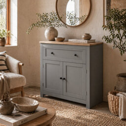 Wyld Haus Venisa Grey And Oak Modern Sideboard With Drawer, Double Doors And Adjustable Shelf - thumbnail 1