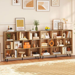 Gainoom 10-Cube Natural Bookcase 140 Cm Mid Century Modern Storage Organizer - thumbnail 9