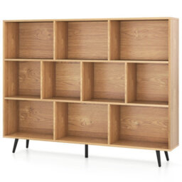 Gainoom 10-Cube Natural Bookcase 140 Cm Mid Century Modern Storage Organizer - thumbnail 7