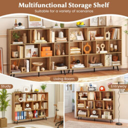 Gainoom 10-Cube Natural Bookcase 140 Cm Mid Century Modern Storage Organizer - thumbnail 6