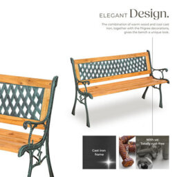 Tectake Garden Bench Tamara - 2-Seater, Weatherproof, 128 X 51 X 73 Cm - Brown - thumbnail 4