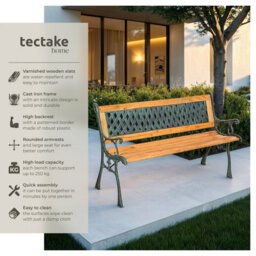 Tectake Garden Bench Tamara - 2-Seater, Weatherproof, 128 X 51 X 73 Cm - Brown - thumbnail 2
