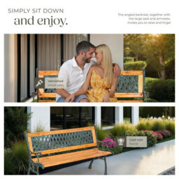 Tectake Garden Bench Tamara - 2-Seater, Weatherproof, 128 X 51 X 73 Cm - Brown - thumbnail 7