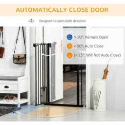 Pawhut Extra Tall Dog Gate With Cat Door Auto Close For Stairs 74-101 Cm Wide - thumbnail 5
