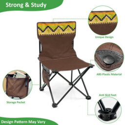 Crystals 3Pc Camping Table & Folding Chair Set  Outdoor Fishing Seats With Cup Holders - thumbnail 3
