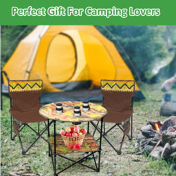Crystals 3Pc Camping Table & Folding Chair Set  Outdoor Fishing Seats With Cup Holders - thumbnail 5
