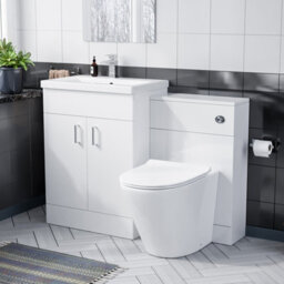 Nes Home 600mm Floor Standing White Vanity, Ceramic Basin, Btw Soft Close Toilet - thumbnail 1