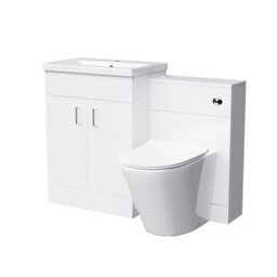 Nes Home 600mm Floor Standing White Vanity, Ceramic Basin, Btw Soft Close Toilet - thumbnail 7