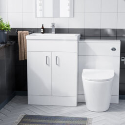 Nes Home 600mm Floor Standing White Vanity, Ceramic Basin, Btw Soft Close Toilet - thumbnail 2