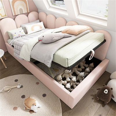 Abrihome Upholstered Daybed Bed With Storage, Ottoman Bed 3Ft Single Sofa Bed, 90X190Cm, Velvet, Pink (No Mattress) - image 1