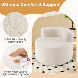 Costway Bean Bag Chair Moon-Shaped Floor Single Sofa Chair W/ Teddy Fleece-Beige - thumbnail 5