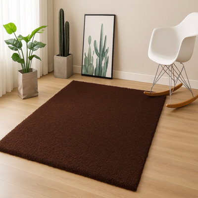 Uetian Dark Brown Small Shaggy Rug 60X110 Cm - Modern Rectangular Soft Area Rug  5Cm Thick Pile Non Shedding - image 1