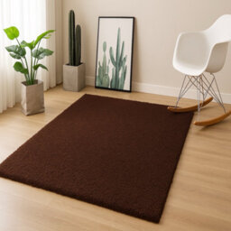 Uetian Dark Brown Small Shaggy Rug 60X110 Cm - Modern Rectangular Soft Area Rug  5Cm Thick Pile Non Shedding - thumbnail 1