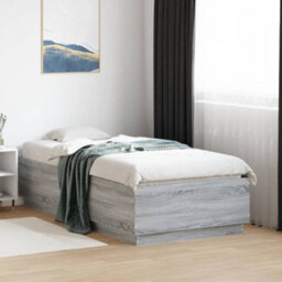 Berkfield Bed Frame With Led Without Mattress Grey Sonoma 75X190 Cm Small Single - thumbnail 1