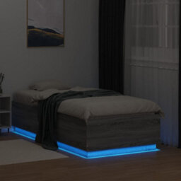 Berkfield Bed Frame With Led Without Mattress Grey Sonoma 75X190 Cm Small Single - thumbnail 4