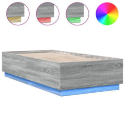 Berkfield Bed Frame With Led Without Mattress Grey Sonoma 75X190 Cm Small Single - thumbnail 2