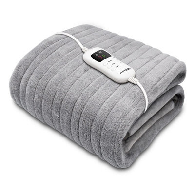 Dreamcatcher Electric Throw Heated Double Over Blanket Soft Fleece 9 Heat & 12 Timer Settings - Grey - image 1