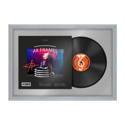 "AK Frames 25X17"" Silver Classic Vinyl Record Frame With Silver Mount For 12 Inch Lp Cover & Disc - Overlapped Design"