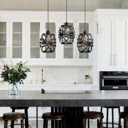 Vintage Metal Wire Rectangle 3 Way Ceiling Pendant Light Fitting For Bedroom Kitchen And Living Room With Bulb - thumbnail 4