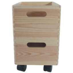 Woodeedoo 2 Tier Stackable Wooden Storage Crate Box Set With Wheels Home Utility Organiser Craft Storage Pine 30 X 20 X 31.5 Cm - thumbnail 4