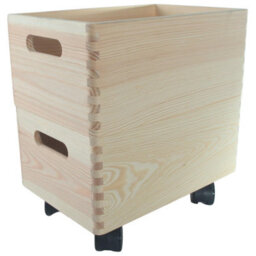 Woodeedoo 2 Tier Stackable Wooden Storage Crate Box Set With Wheels Home Utility Organiser Craft Storage Pine 30 X 20 X 31.5 Cm - thumbnail 2