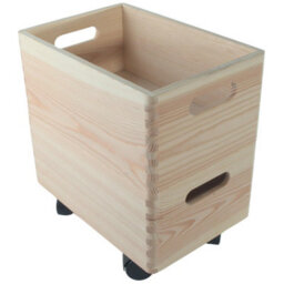 Woodeedoo 2 Tier Stackable Wooden Storage Crate Box Set With Wheels Home Utility Organiser Craft Storage Pine 30 X 20 X 31.5 Cm - thumbnail 8