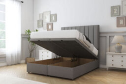 "Sloomy Kansas Pewter Dumfries Ottoman Bed Base With 26"" Strutted Headboard 3' Single" - thumbnail 2