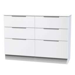 Messina Ready Assembled Matt White No Effect 6 Drawer Wide Chest (H)785mm (W)1100mm (D)390mm - thumbnail 2