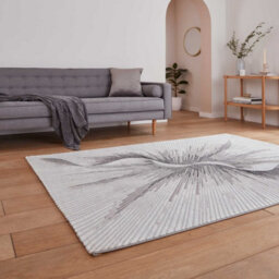 Beige Silver Abstract 8mm Pile Stain-Resistant Rug For Bedroom, Dining Room, Easy To Clean Modern Rug-120Cm X 170Cm - thumbnail 2