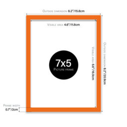 7X5 Orange Picture Frame (12.7 X 17.8Cm) Poster, Photo, Artwork, Gallery Wall Or Print - thumbnail 3