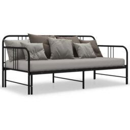 Vidaxl Pull-Out Sofa Bed Frame Without Mattress Black Metal 90X200 Cm - thumbnail 6