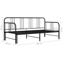 Vidaxl Pull-Out Sofa Bed Frame Without Mattress Black Metal 90X200 Cm - thumbnail 3
