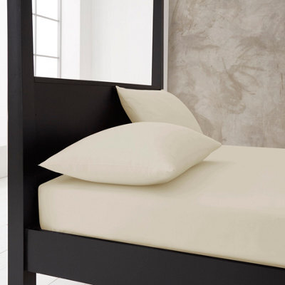 Gc Gaveno Cavailia Premium Super Soft Percale Fitted Sheet Double Cream