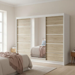 Derby Vi Modern High Capacity Wardrobe For Everyday Clothing Storage White Sonoma - thumbnail 1
