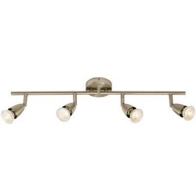 Led Adjustable Ceiling Spotlight Satin Nickel Quad Gu10 Kitchen Bar Downlight - image 1
