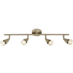 Led Adjustable Ceiling Spotlight Satin Nickel Quad Gu10 Kitchen Bar Downlight