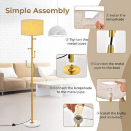 Costway Modern Floor Lamp With Coat Rack Freestanding Lamp W/ 5 Hooks & Foot Switch E27 - thumbnail 8