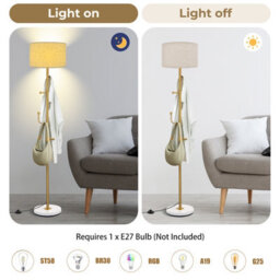 Costway Modern Floor Lamp With Coat Rack Freestanding Lamp W/ 5 Hooks & Foot Switch E27 - thumbnail 6