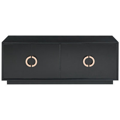 Beliani 4-Door Sideboard, Matt Black Mdf With Gold Handles, W120 X D40 X H46Cm - image 1