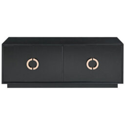 Beliani 4-Door Sideboard, Matt Black Mdf With Gold Handles, W120 X D40 X H46Cm - thumbnail 1