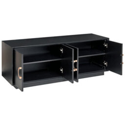 Beliani 4-Door Sideboard, Matt Black Mdf With Gold Handles, W120 X D40 X H46Cm - thumbnail 5