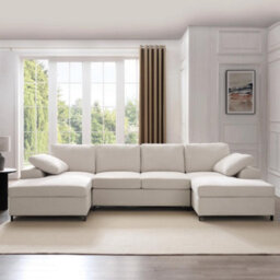 Home Detail Daniel Large U-Shaped Sofa, Cream Linen - thumbnail 2