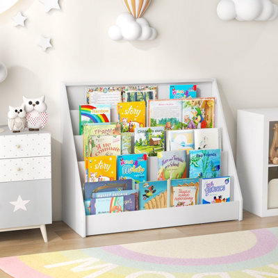 Costway Kids Bookshelf 5-Tier Wooden Children Bookcase Magazine Rack-White - image 1