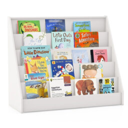 Costway Kids Bookshelf 5-Tier Wooden Children Bookcase Magazine Rack-White - thumbnail 2