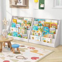 Costway Kids Bookshelf 5-Tier Wooden Children Bookcase Magazine Rack-White - thumbnail 8