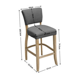 Darphe Set Of 2 Upholstered Bar Stools, Linen Kitchen Counter Chairs With Backrest And Footrest, Light Grey - thumbnail 6