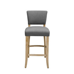 Darphe Set Of 2 Upholstered Bar Stools, Linen Kitchen Counter Chairs With Backrest And Footrest, Light Grey - thumbnail 4