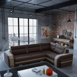 Assan Sectional Sofa With Ottoman Sleeping Function Dl Mechanism 2 Storage Bar Loose Cushions Brown And Beige Right Side - thumbnail 3