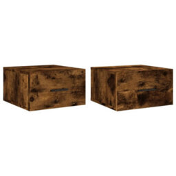 Berkfield Wall-Mounted Bedside Cabinets 2 Pcs Smoked Oak 35X35X20 Cm - thumbnail 2