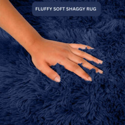 Aspire Homeware Non Slip Navy Shaggy Rug Soft Fluffy Washable, Hallways And Entryways Runner, (L)220Cm X (W)60Cm - thumbnail 3